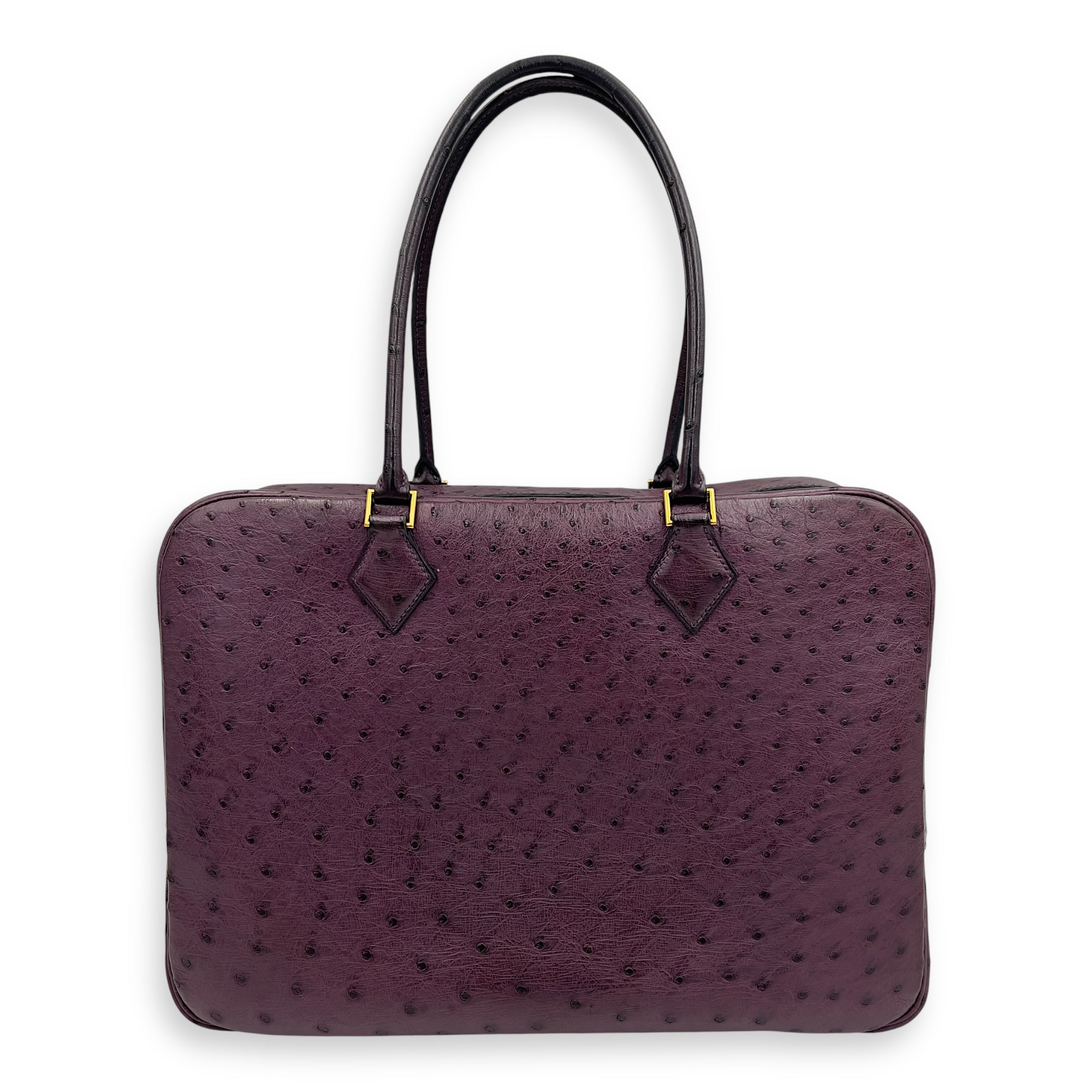 Hermès Plume 35 Purple Top Handle Bag in Ostrich, Gold hardware S2508-007309TT
