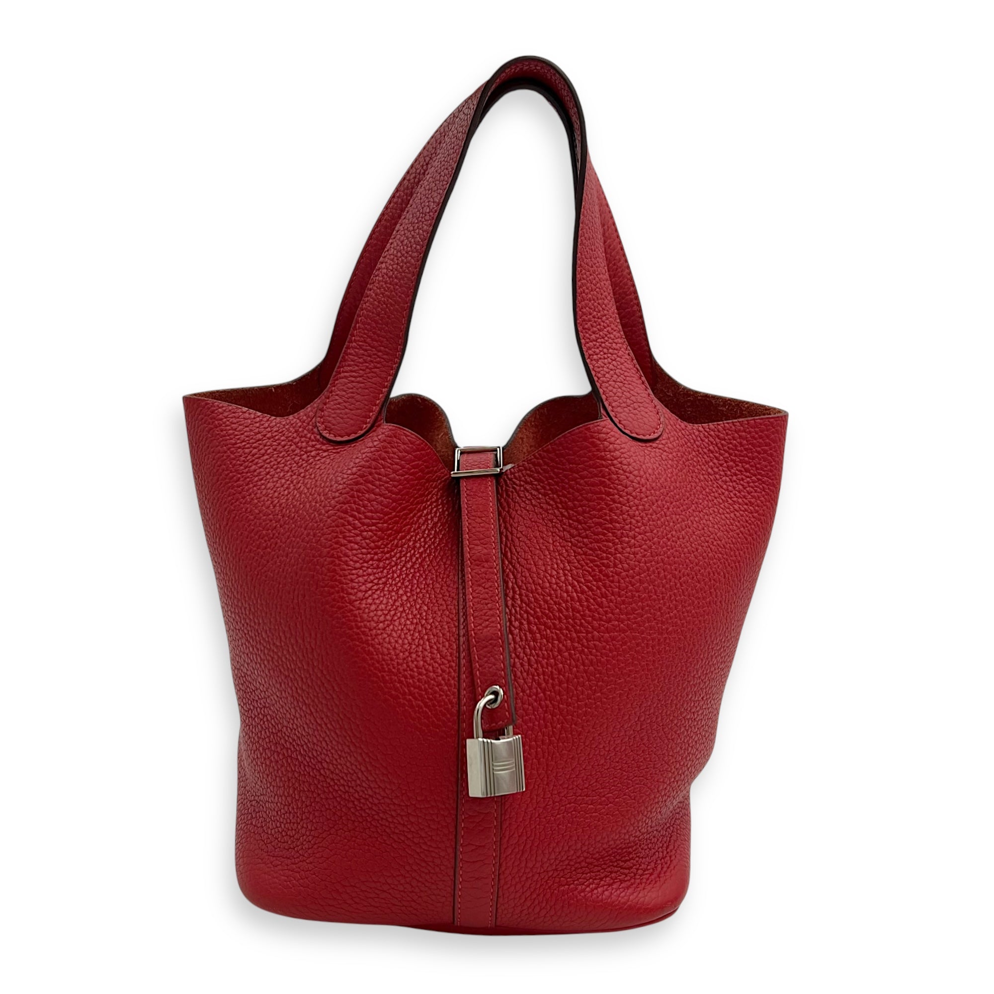 Hermès Picotin 26 Red Bucket Bag in Clemence, Palladium hardware C2508-007612LL