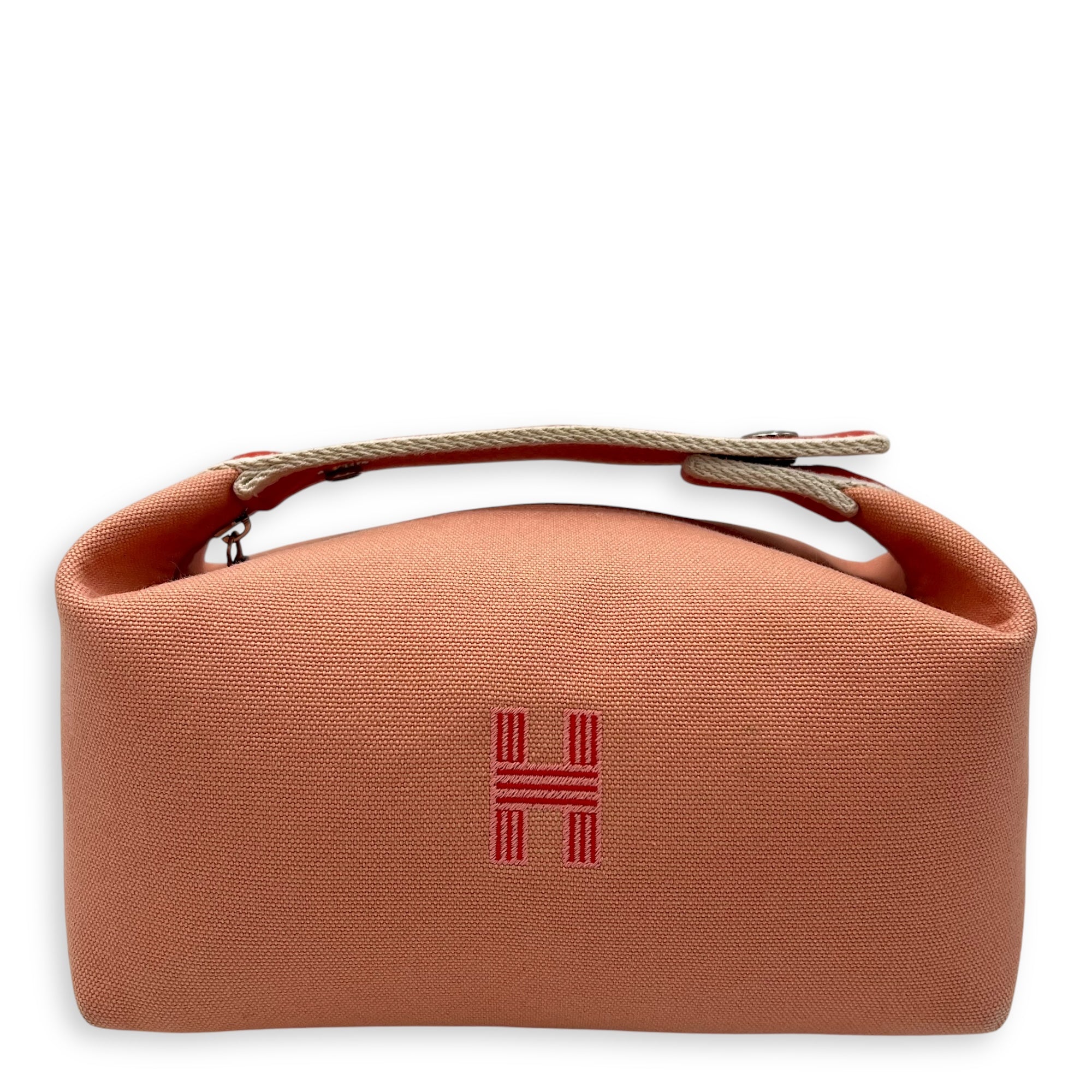 Hermès Bride a Brac Orange Top Handle Bag in Canvas, Palladium hardware S2503-005081DT