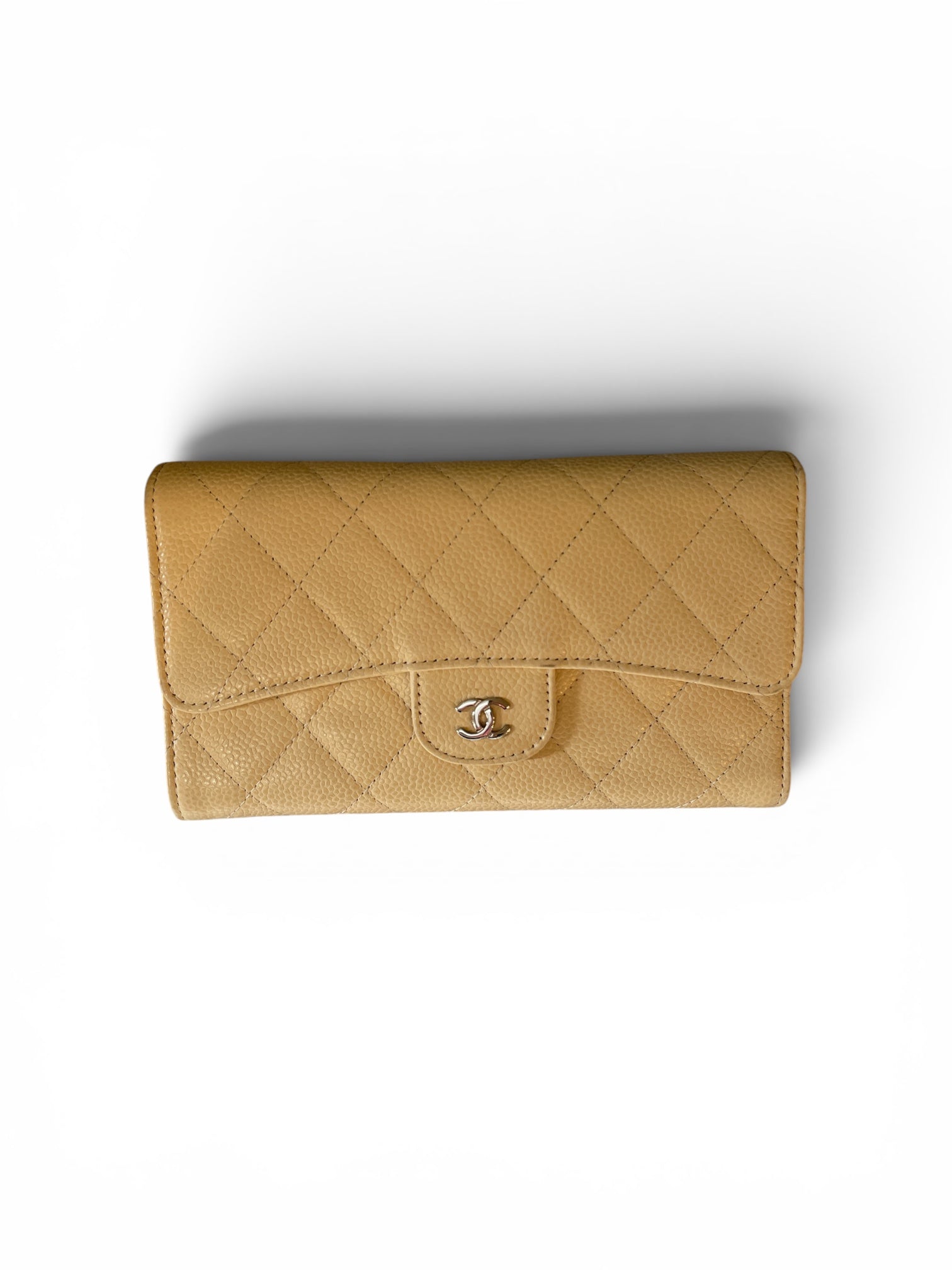 Chanel Long Beige Wallet in Caviar