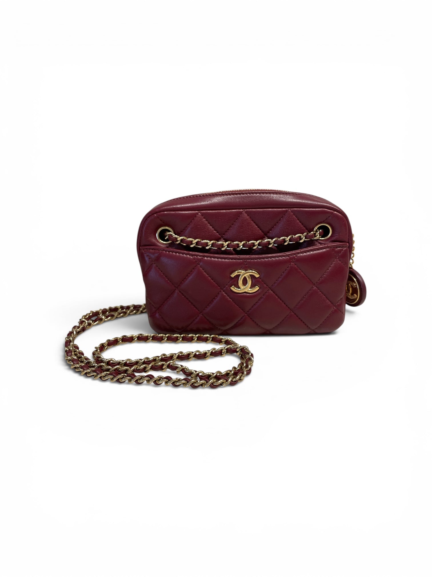 Chanel Burgundy Camera bag with Gold Hardware
