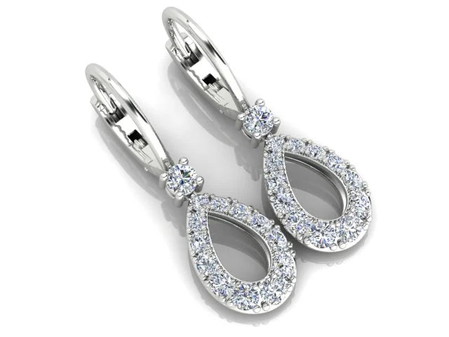 0.80ct Diamond Drop Earrings in 18K White Gold