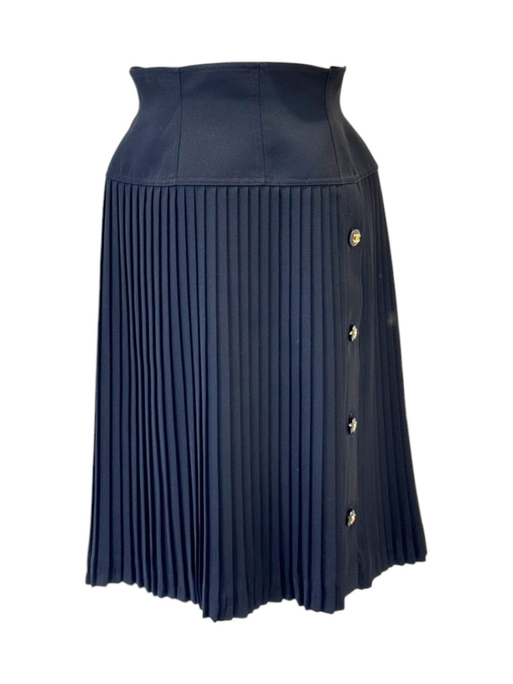 Chanel Vintage Black Pleated Skirt - size 38