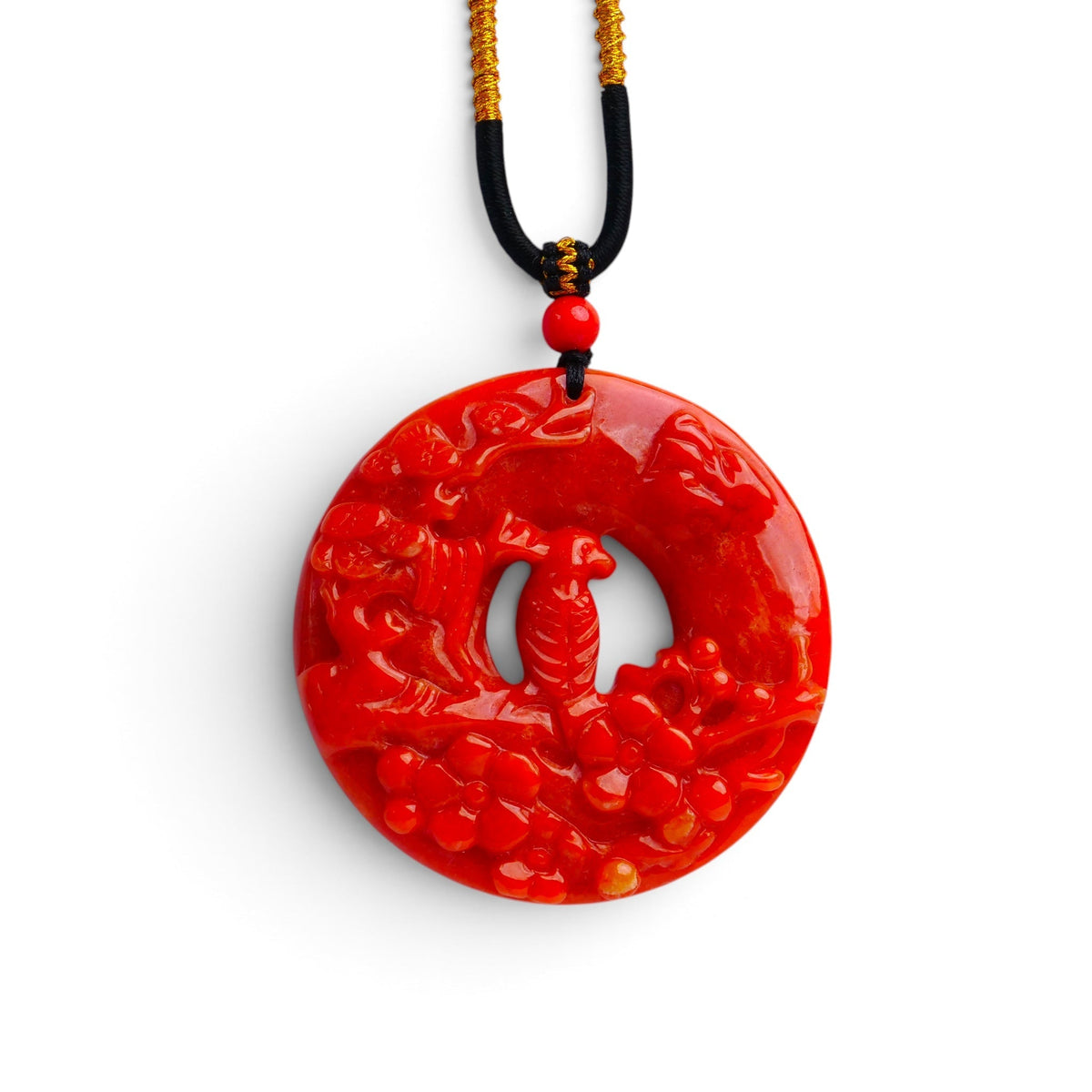 SADN95 Red Burmese Jadeite Bird Pendant