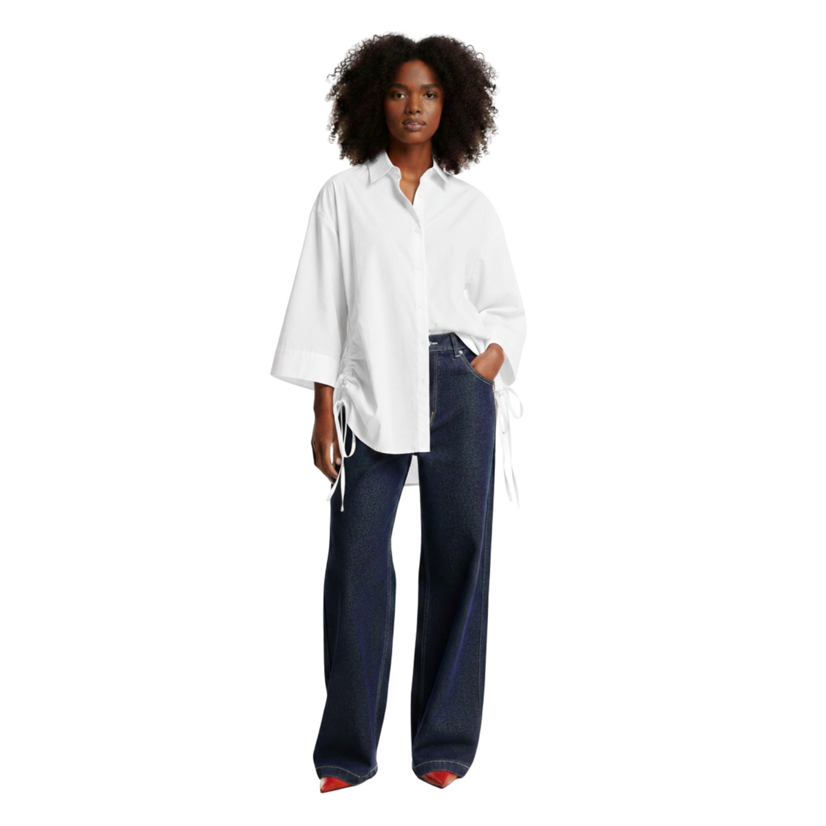 SIDE ADJUSTABLE BUTTON DOWN SHIRT (فستان)"TINA"