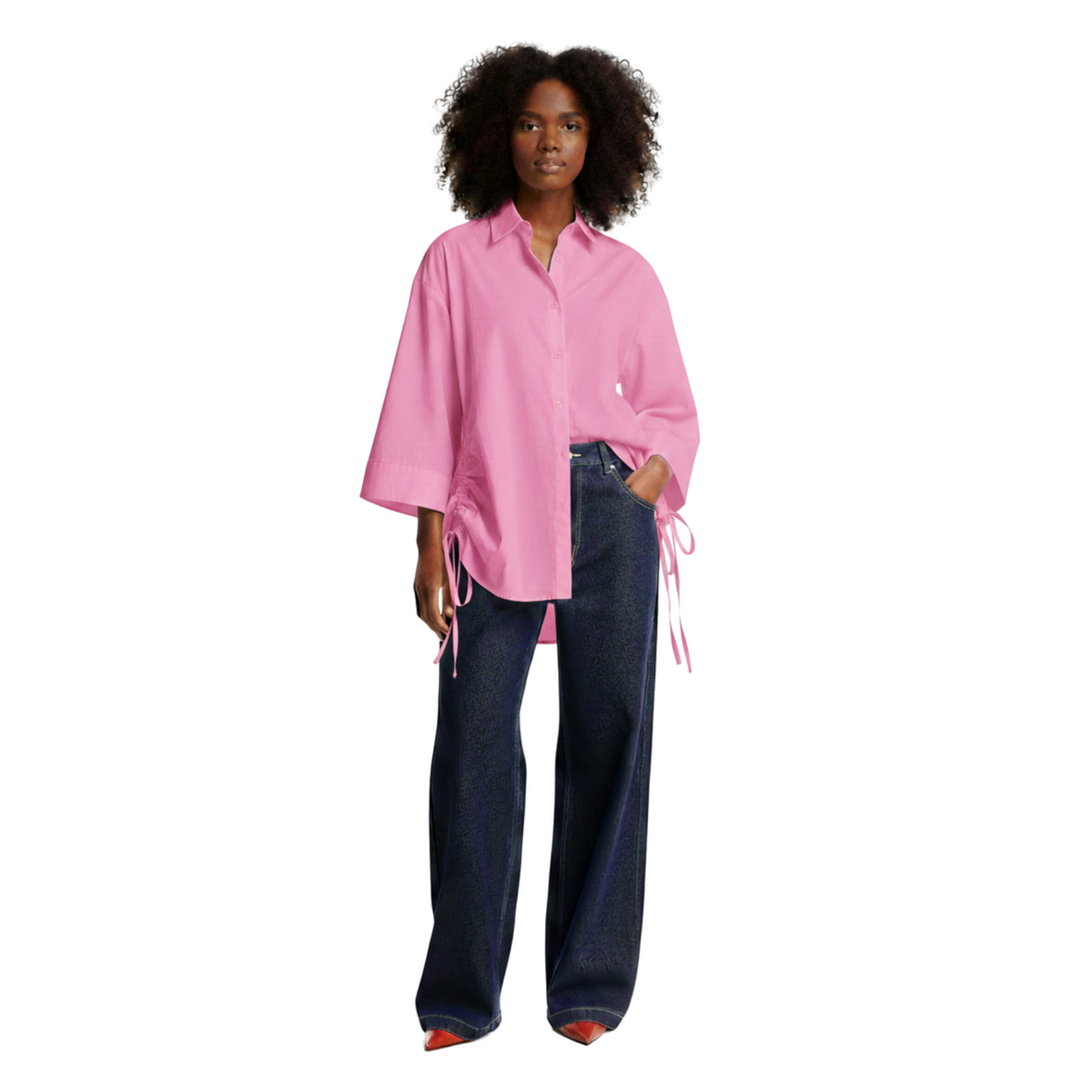 SIDE ADJUSTABLE BUTTON DOWN SHIRT (فستان)"TINA"