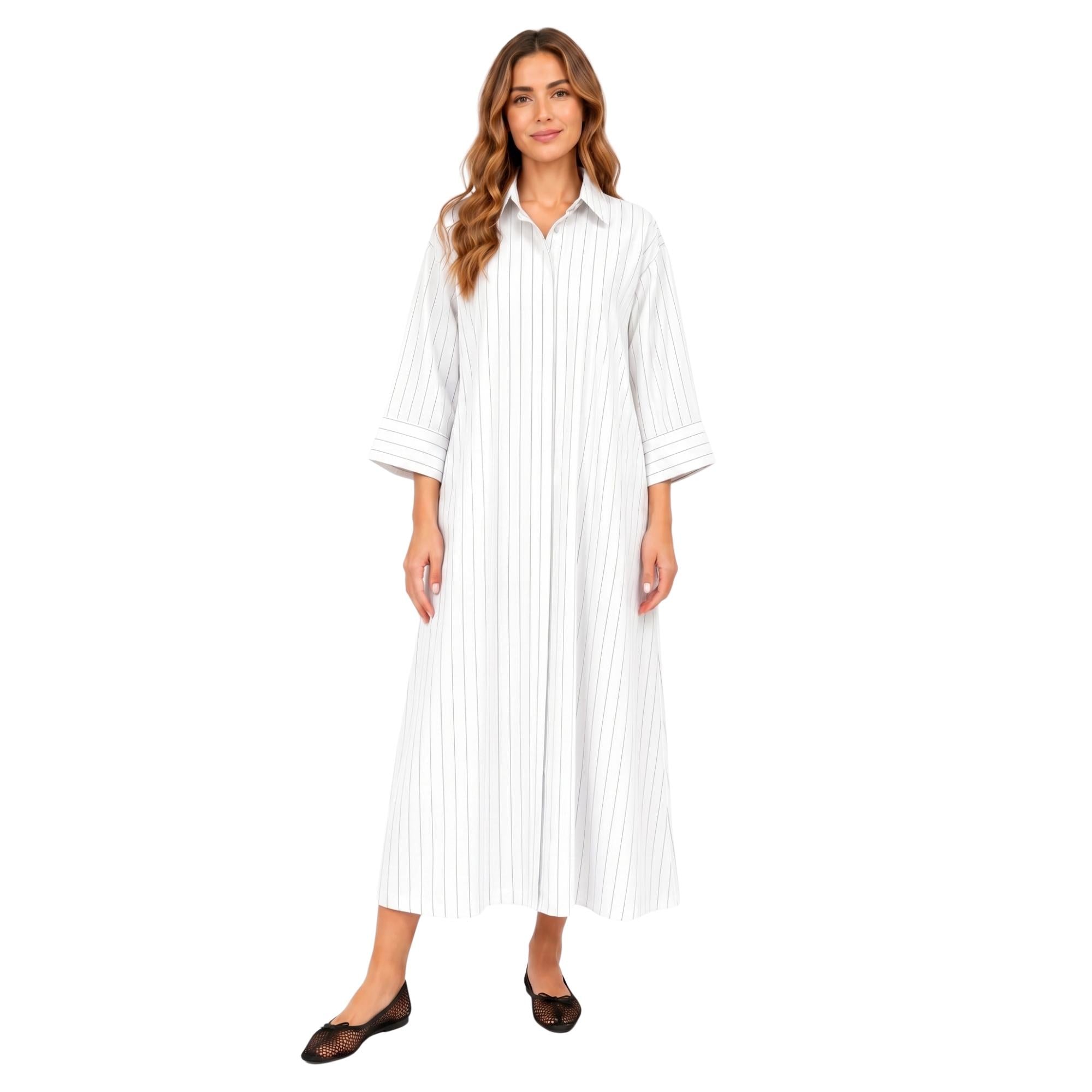 STRIPED CLASSIC SHIRT DRESS (فستان) “SELENE”
