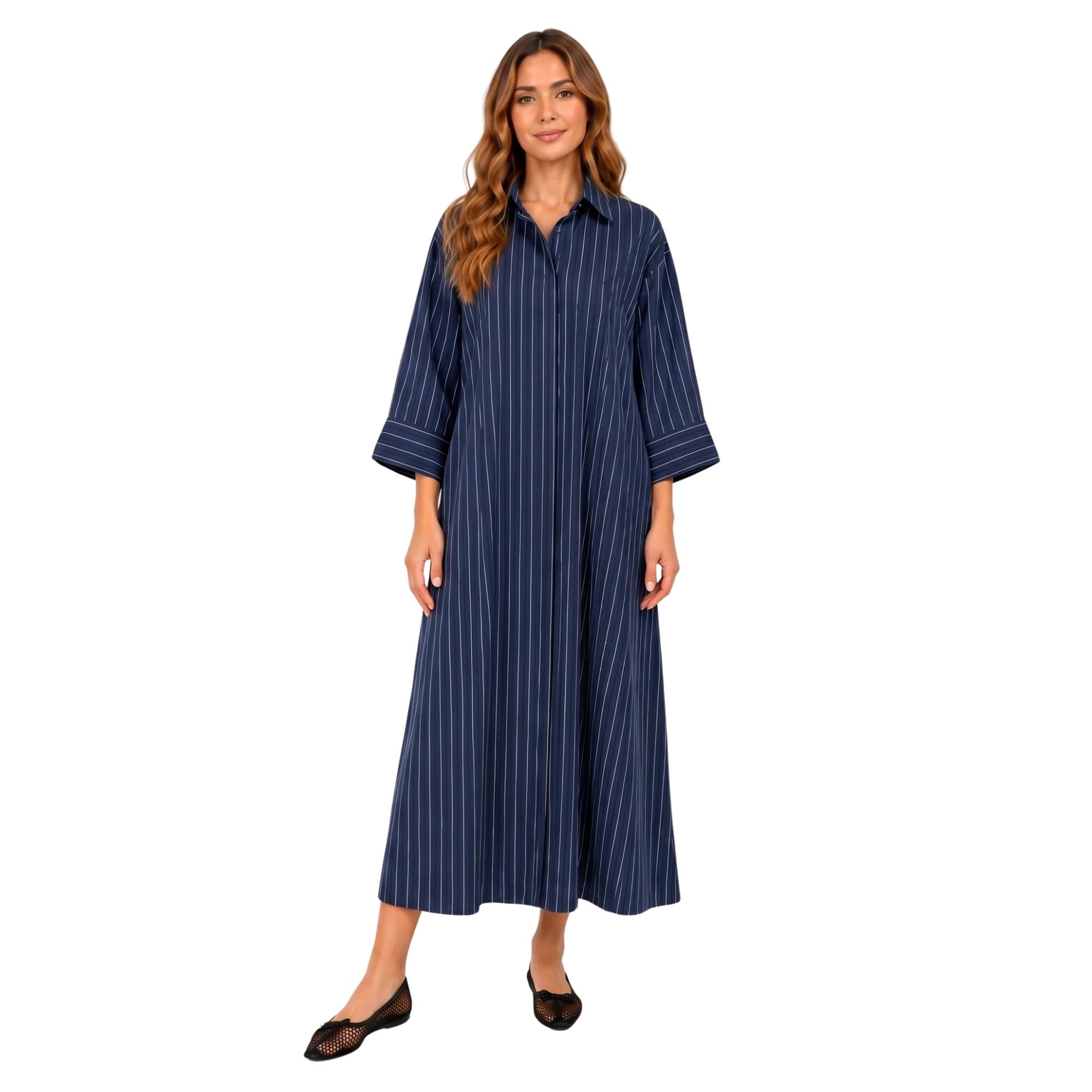 STRIPED CLASSIC SHIRT DRESS (فستان) “SELENE”