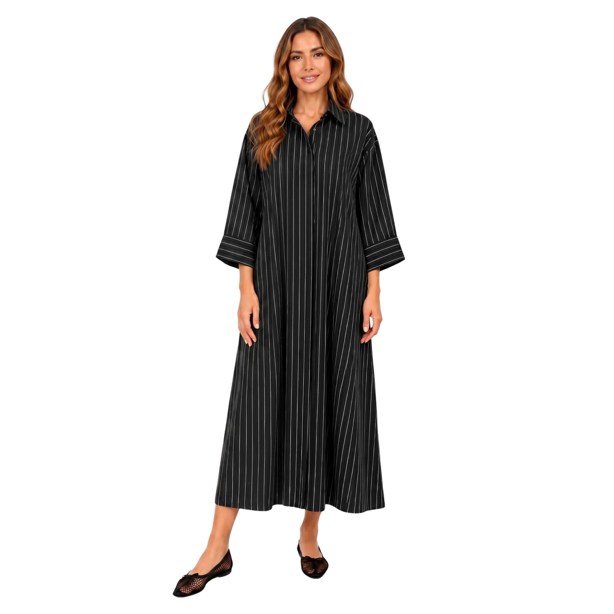 STRIPED CLASSIC SHIRT DRESS (فستان) “SELENE”