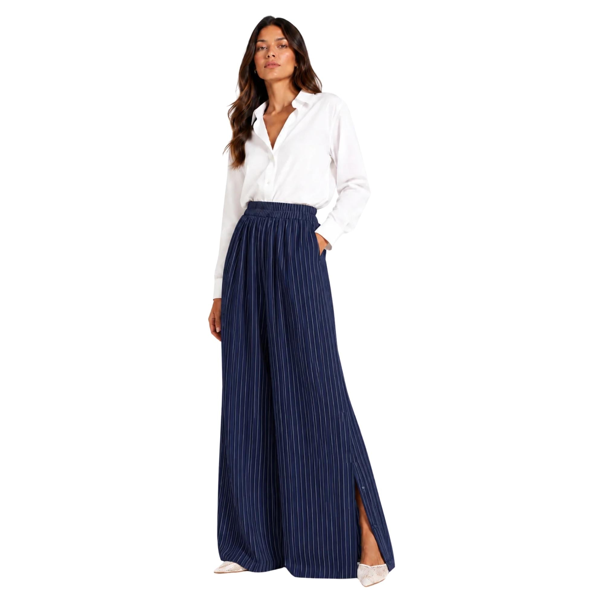 STRIPED SIDE BUTTON TROUSERS بنطلون “OPAL”