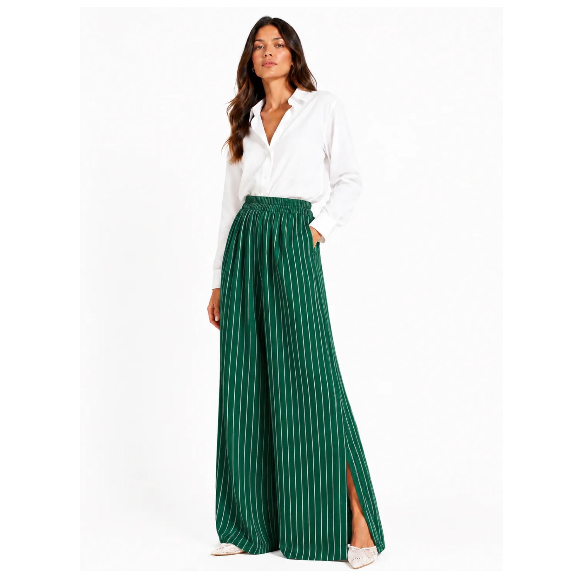 STRIPED SIDE BUTTON TROUSERS بنطلون “OPAL”