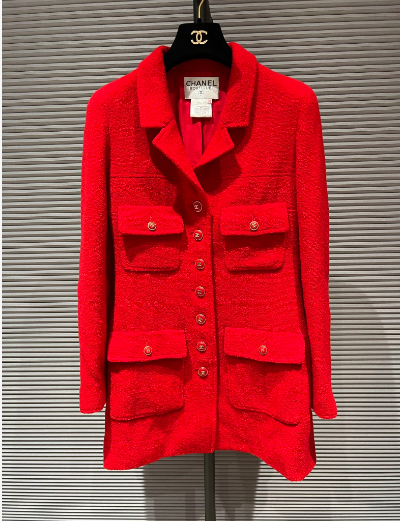 CHANEL 1995 RED JACKET SZ38 FT101464
