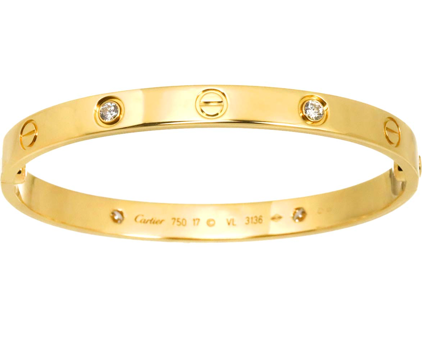 Cartier Love Bracelet with 4 Half Diamonds 18K Yellow Gold 90300932