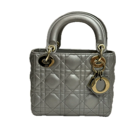 Dior Mini Lady Dior Lambskin Iridescent Grey Bag with GHW
