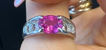 Pt900 Pink Sapphire Ring PS1.56 D0.11 9.1g GRJ J0901B7Z4U