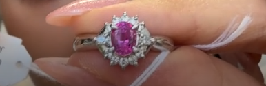 Pt900 Pink Sapphire Ring 1.092 0.24 6.9g GRJ Ship J08294L97C