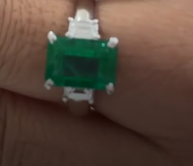 GRS COLUMBIA EMERALD 2.01 DIA 0.31 PT900 RING VIVID GREEN 23-18995