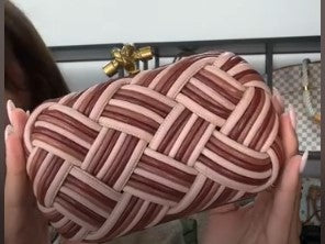 B26030304 Bottega Veneta Clutch White Red Intrecciato