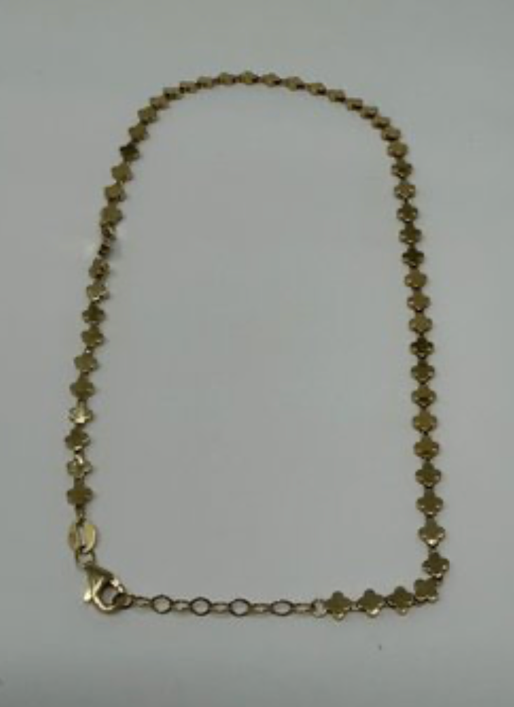 14k yg 10"-11" 3.9g Clover Anklet AFI085