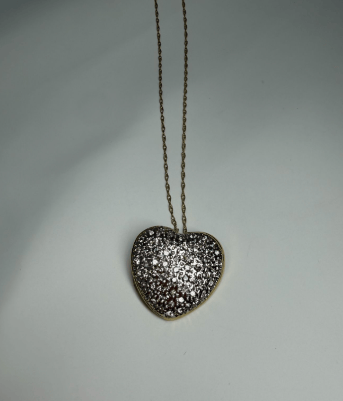 Luxury Promise 14ky diamond pave heart necklace 0.75ctw 18" AFI103