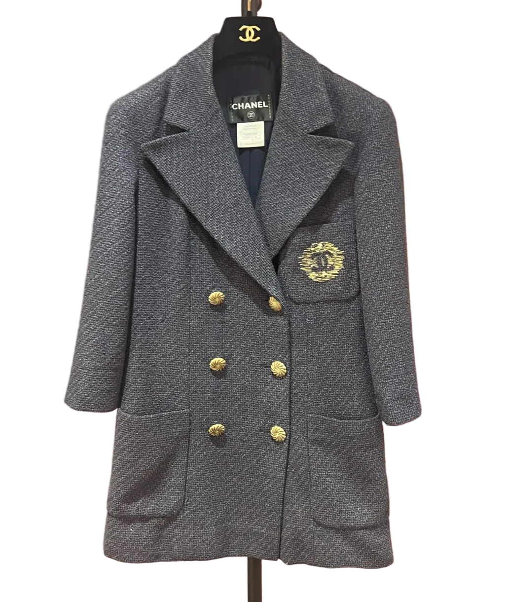 CHANEL MOONLIGHT NAVY SHORT SLEEVE BLAZER 38 FT102092