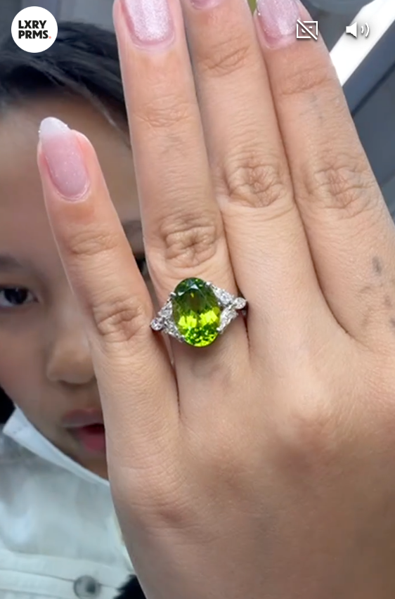 Peridot Diamond Ring in Pt900 / PER4.63ct / D0.51ct 5002 JJC0864