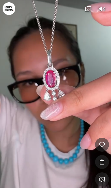Ruby Necklace in 18K & 18KWG / 8.8g, R2.23ct, D0.41ct/0.314ct/0.389ct 6687 JJC0481