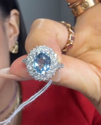 Pt950 2.36 Aquamarine 0.34 diamond Ring 1J05295AFP7