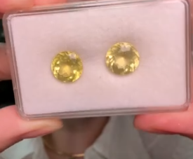 7.82ct Lemon Amethyst Round PAIR Portuguese cut DXBCS5129