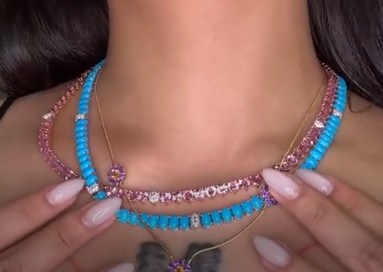 WG 40ct Big Turquoise Tennis Necklace 5732 JJC5557