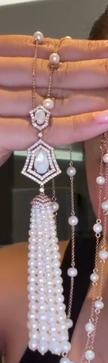 Necklace in 18K RG - Shell + Pearl + D1.30 914579 JJC2303