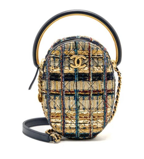 Chanel Gold Tweed Egyptian Oval with Top Handle