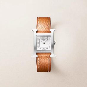 Hermes Small Gold Epsom PHW Heure H Watch ALTC0989