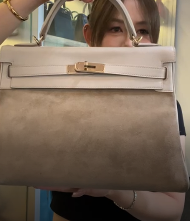 Hermes Kelly 32 Grizzly Gris Perle PBHW #R SYCYE2611