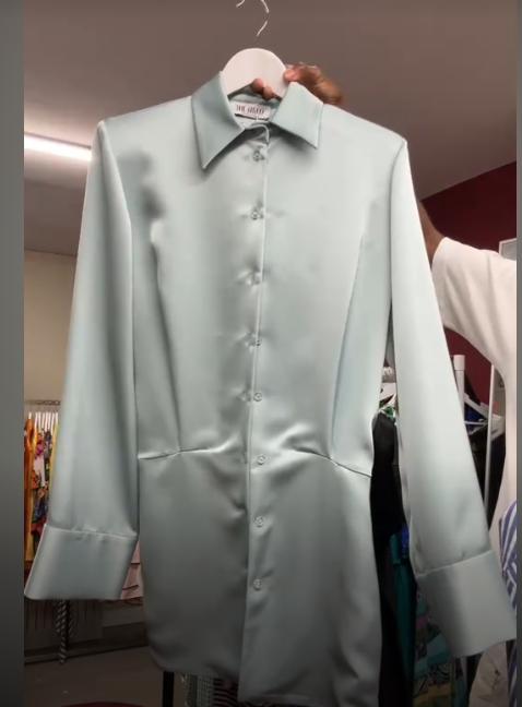 The Attico Satin Shirt Dress Green 40