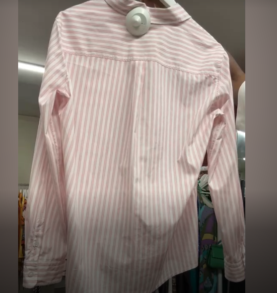 Max Mara stripped cotton shirt glitter pink and white 10