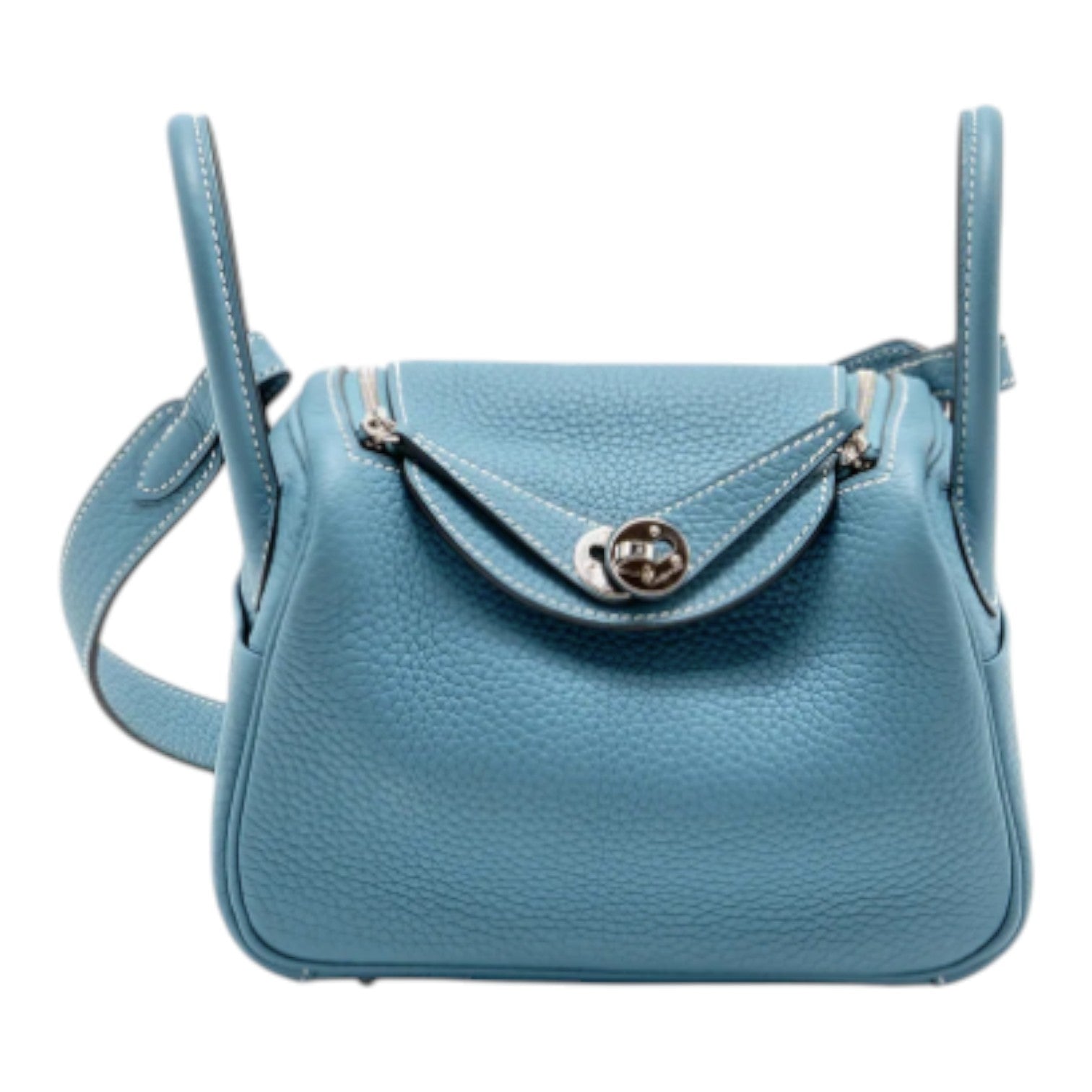 Hermes Mini Lindy Clemence New Blue Jean SHW