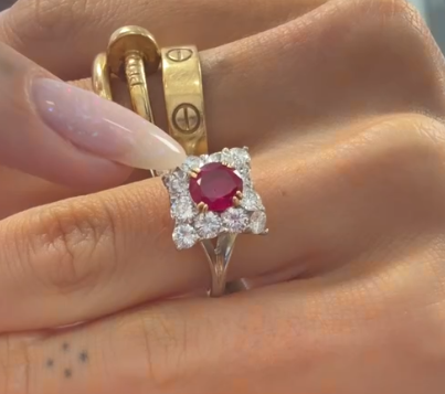 MAUBOUSSIN Ruby and Diamond Cluster ring. WA23094
