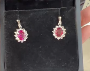 Pt900 Ruby earrings 1.4 J1225XGMNV