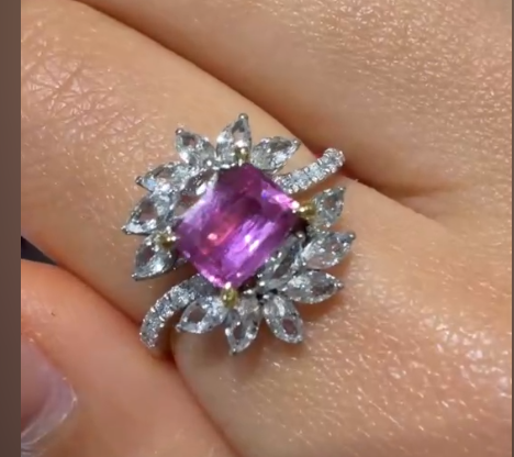 K18 Diamond Unheated Pink Sapphire Ring JQT61302A930