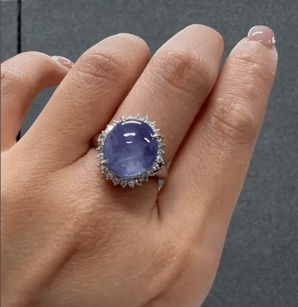 Luxury Promise PT900 Violet Star Sapphire RING CX9482