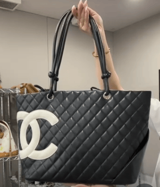 CHANEL CHANEL Calf Black × White Cambon Large Tote B0430ZNF9C
