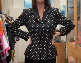 CHRISTIAN DIOR polka dot black linen jacket AGC3823