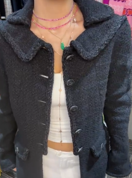 CHANEL BLACK TWEED JACKET FT102305
