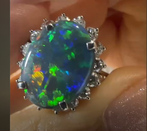 Pt900 Black Opal Ring J0716RGNTQ