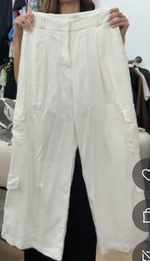 White Long Cargo Trousers ALC4327