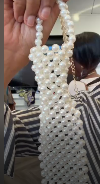 white pearl necklace tie - African brands - AKC1421