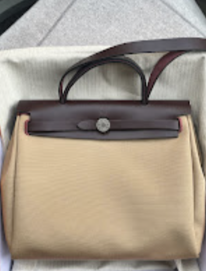 Hermes Preloved Herbag 31 Bourdeux & Beige PHW canvas U ALTC1047