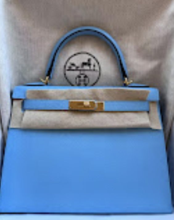 Hermes Kelly 28(l) Blue Celeste ghw U Epsom ALTC1164
