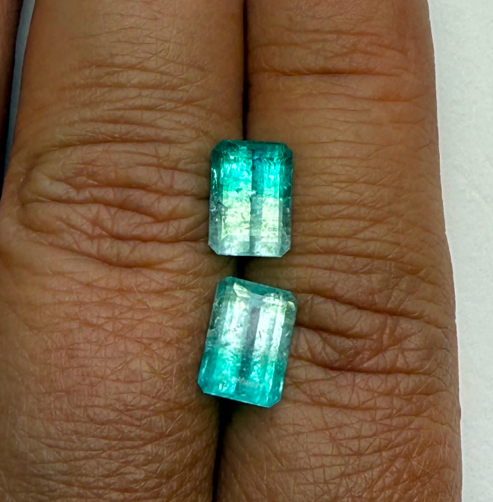 0.7CT EMERALD CUT NIGERIAN PARAIBA PAIR DXBCS6205